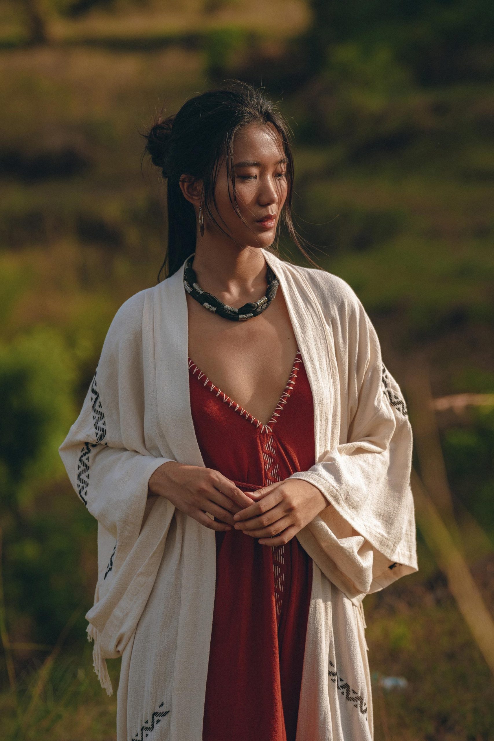 Off White Organic Ceremonial Robe Bohemian Tribal Cover