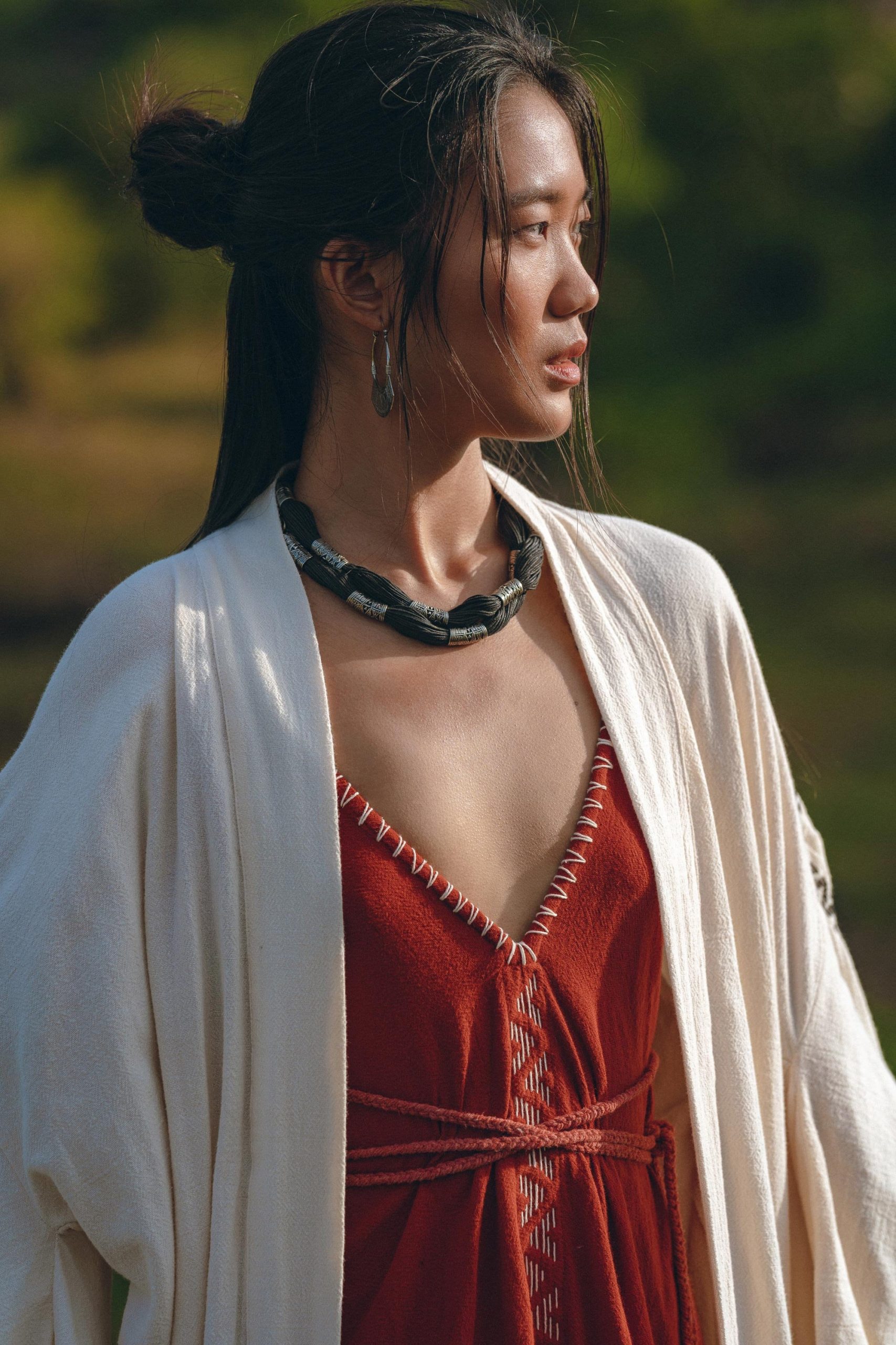 Off White Organic Ceremonial Robe Bohemian Tribal Cover