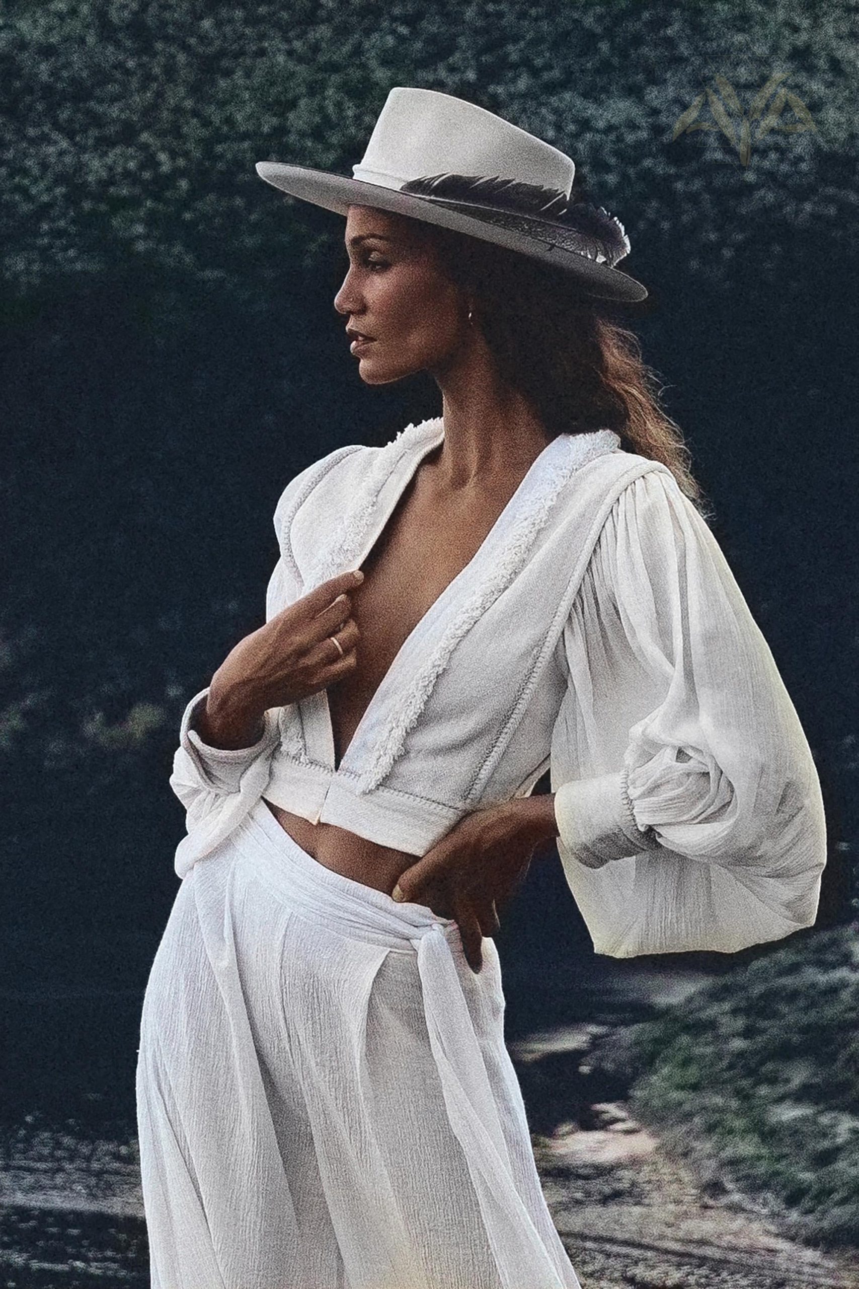 Off White Gaia Top Cuffed Sheer Puff Sleeved